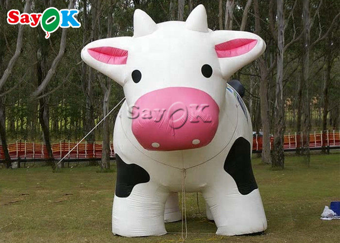 Blow Up Cartoon Characters PVC Tarpaulin Lifesize Inflatable Milk Cow For Farm Decoration
