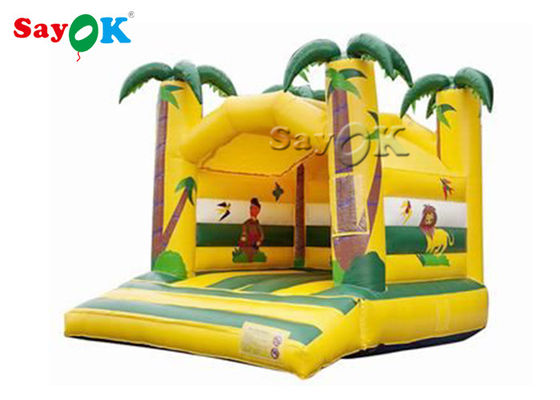 Jungle Animal Theme Geel opblaasbaar springkasteel met digitaal drukwerk