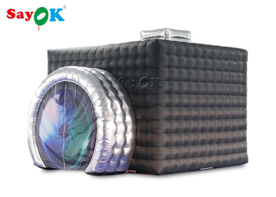 Zwarte + zilveren opblaasbare foto tent met LED voor feest