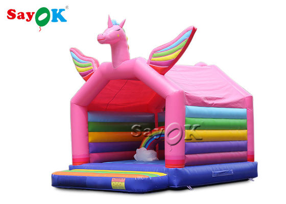 5x4mH Prinses Roze Regenboog Eenhoorn opblaasbaar springkasteel voor kind