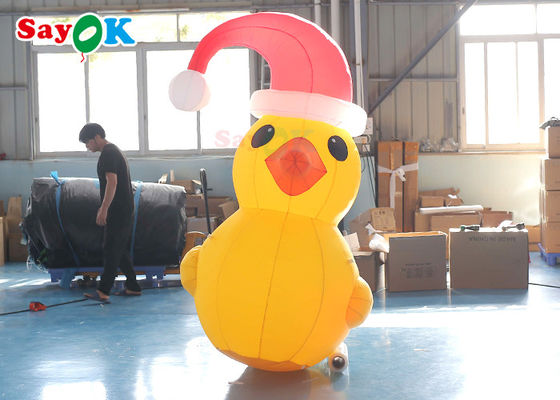 Gele 2m Opblaasbare Kerstmis Duck With Hat Courtyard Decoration