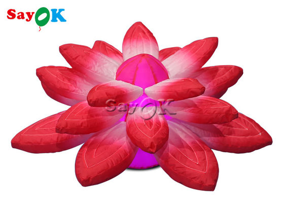 3.28ft lobby podium decoratie met rode opblaasbare lichten hangende lotus