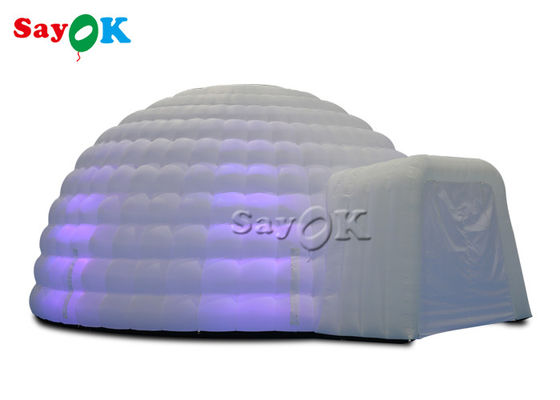 Witte opblaasbare igloo-dome-tent met led-lampen voor bruiloft