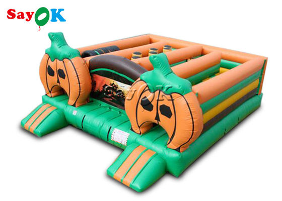 Commercieel Pompoenthema Halloween Opblaasbaar Maze Obstacle Course Inflatable Games voor Jonge geitjes
