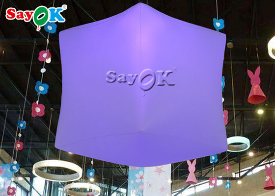 1 meter LED hangende opblaasbare kubus ballon met 16 kleuren
