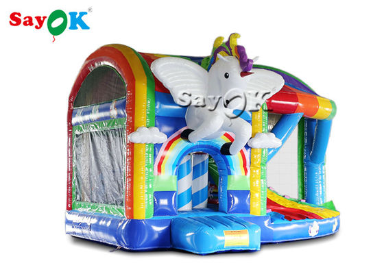 Buiten speeltuin PVC regenboog opblaasbaar eenhoorn springkasteel