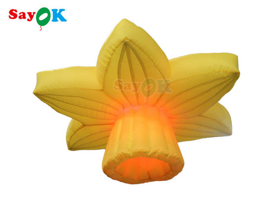 Gele 1,0 m opblaasbare verlichtingsdecoratie hangende roze bloemen met LED