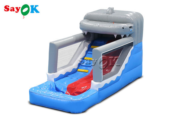 Kleine opblaasbare glijbaan Kleuter PVC opblaasbare haai natte en droge glijbaan Voor pretpark