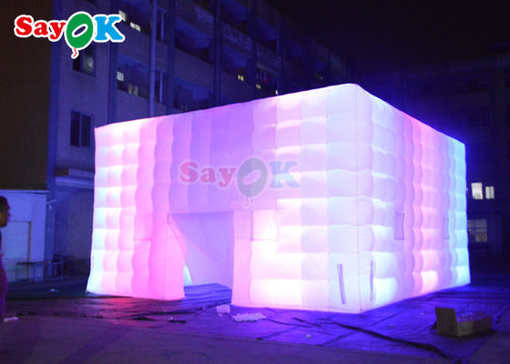 Op maat gemaakte Air Cube Tent opblaasbare nachtclub trouwfotobooth met kleurrijk LED licht opblaasbare luchttent