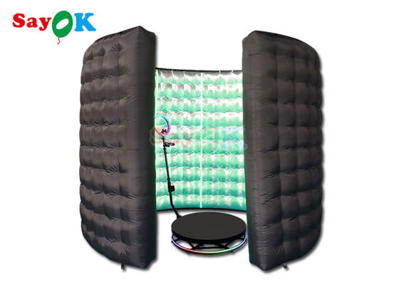 Op maat gemaakte zwarte opblaasbare fotobooth Feestevenementen Blow Up Led 360-fotobooth